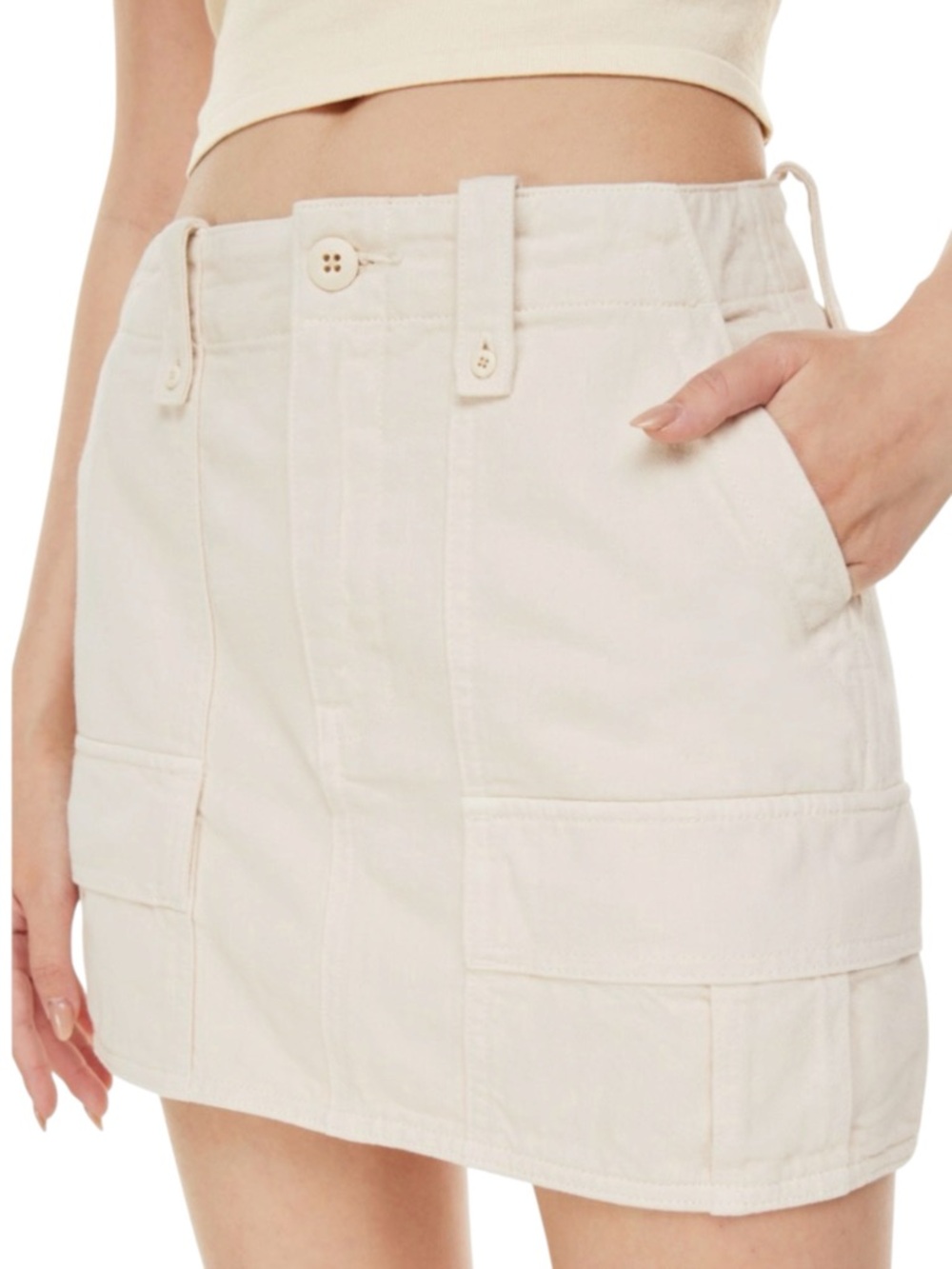 Denim Forum Cream Organic Cotton The 90s Utility Skirt (27)